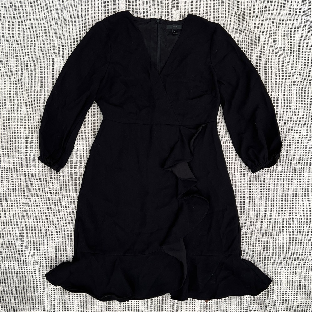 J.CREW Formal Black Dress with Side Ruffle